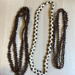 Lot of 3 Hawaiian Leis necklaces, vintage shells and seeds